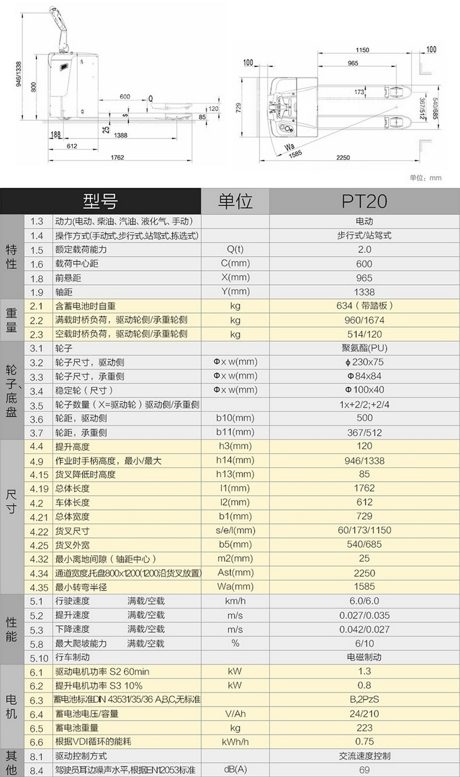 诺力PT20全电动搬运车