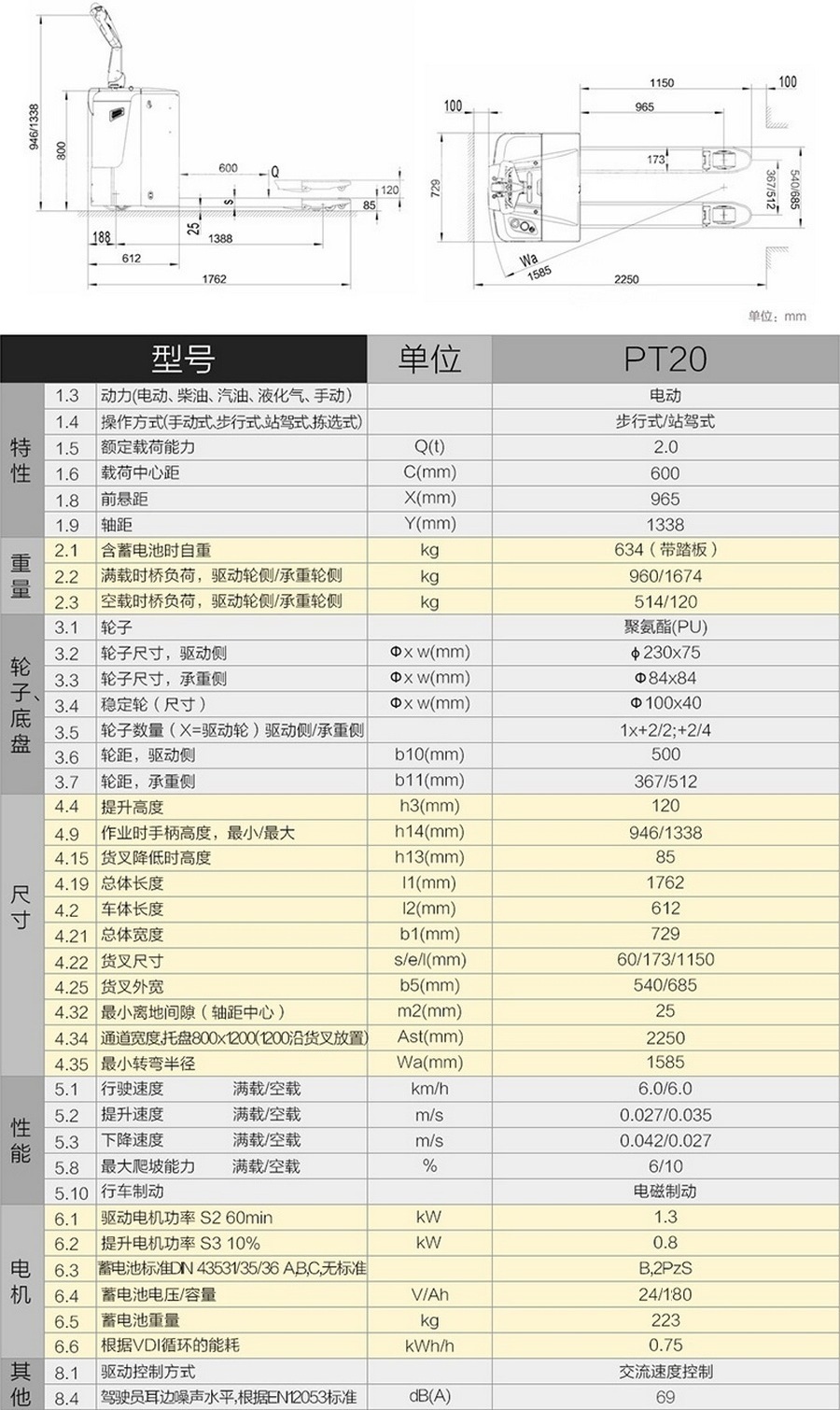 诺力PT20全电动搬运车